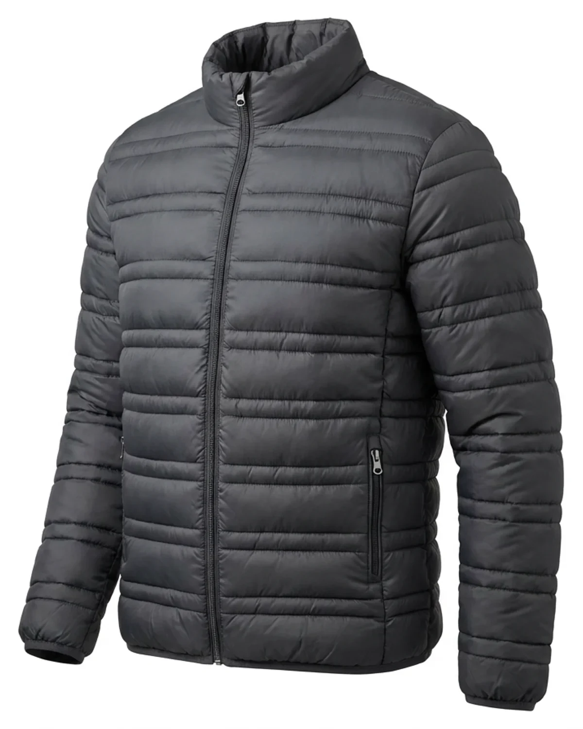 Men's Deluxe Puffer Jacket with Metal Zip & Pockets - View 1