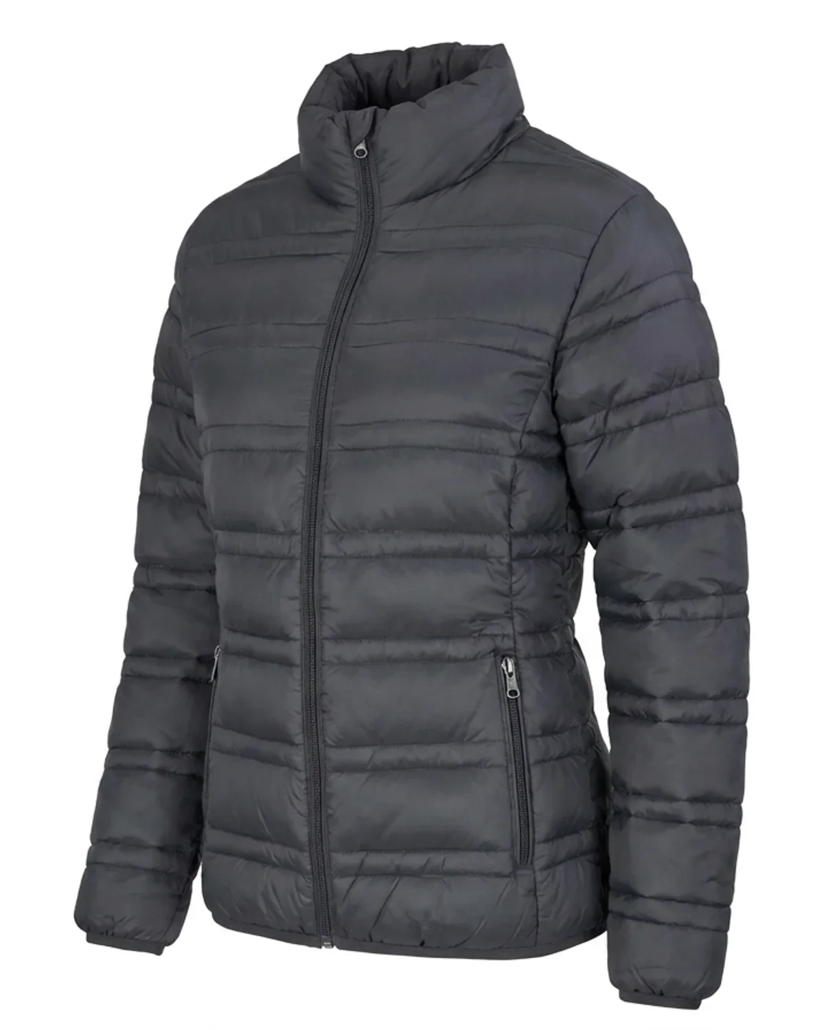 Ladies Deluxe Puffer Jacket with Metal Zip & Pockets - View 1