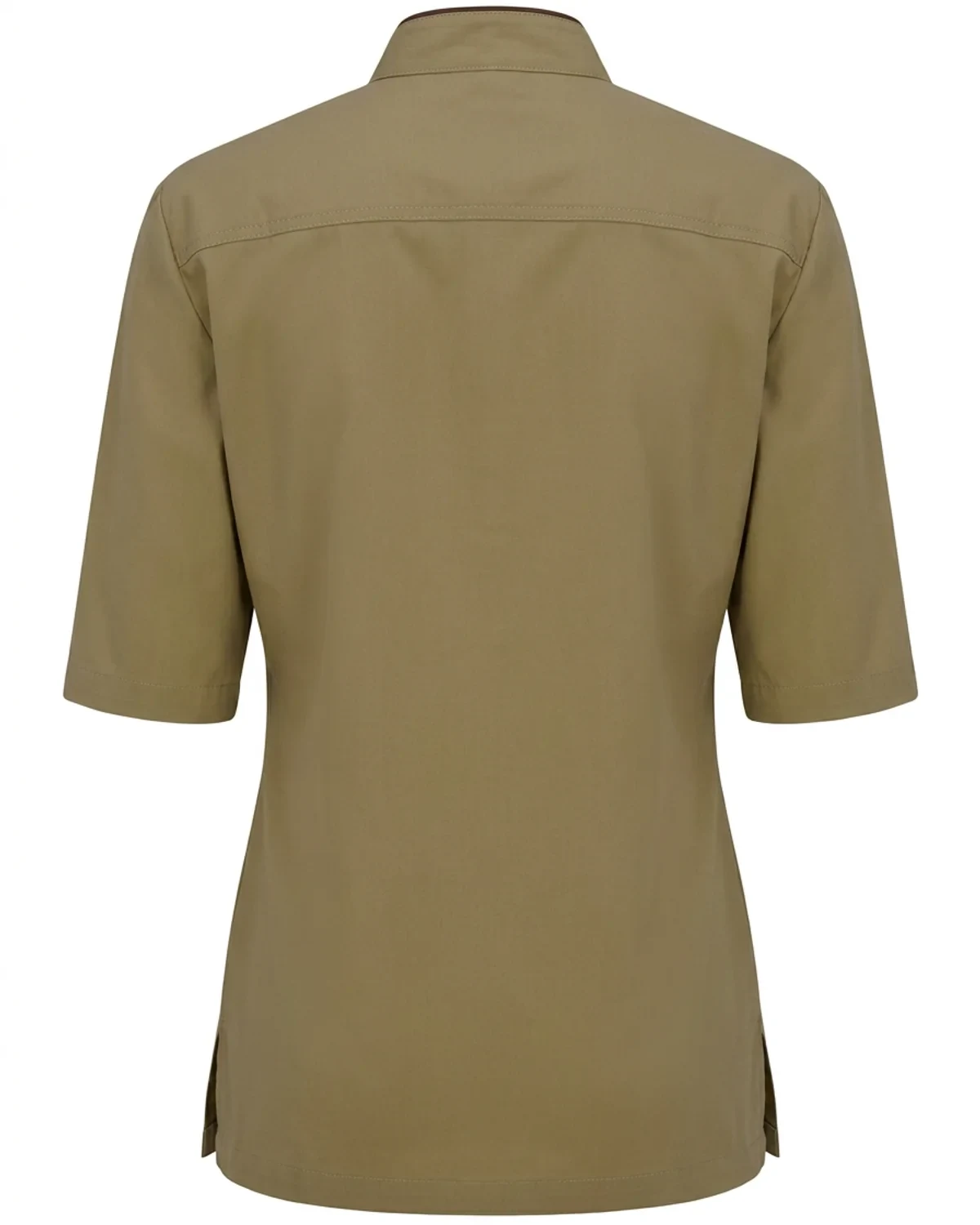 Ladies Open Mandarin Collar Shirt - Short Sleeve (Covered Buttonstand) - View 1